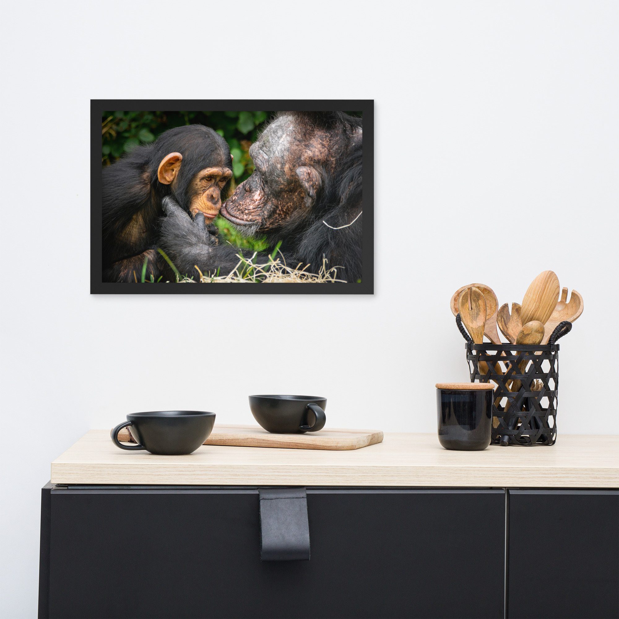 A tender Chimpanzee moment - Framed fine art print - Image 5