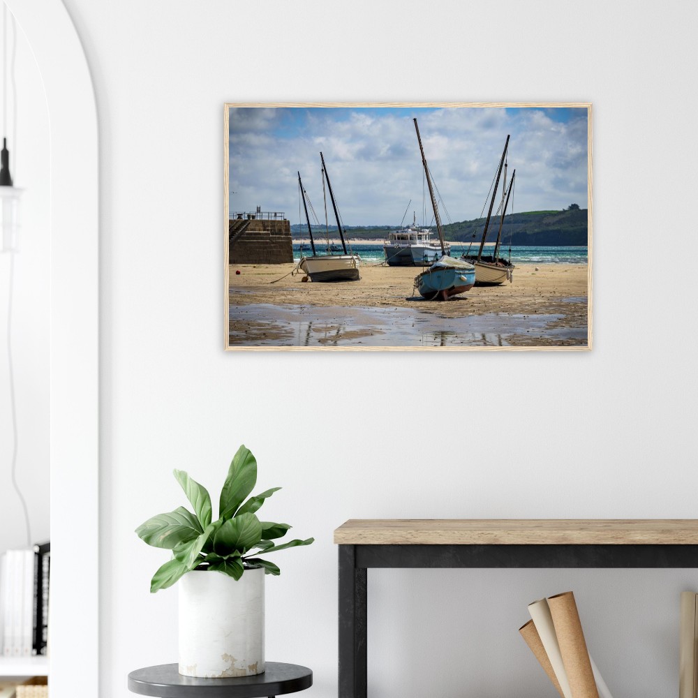 St Ives Harbour, Low Tide - Fine art Wooden Framed Poster - Image 3