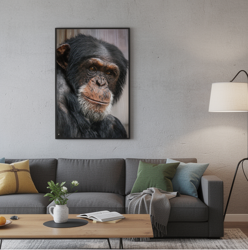 Wise old Chimpanzee - Framed fine art canvas - Image 4