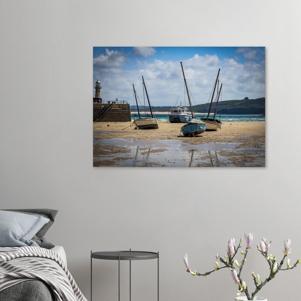 St. Ives Harbour, Low Tide - Aluminum Print - Image 3